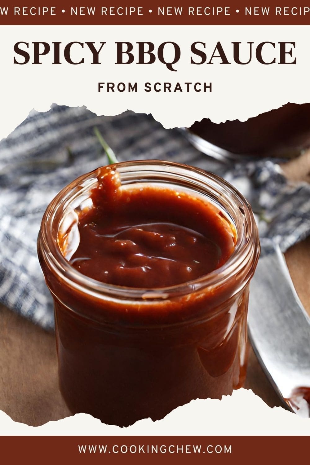 A photo of a glass jar filled with homemade spicy BBQ sauce.