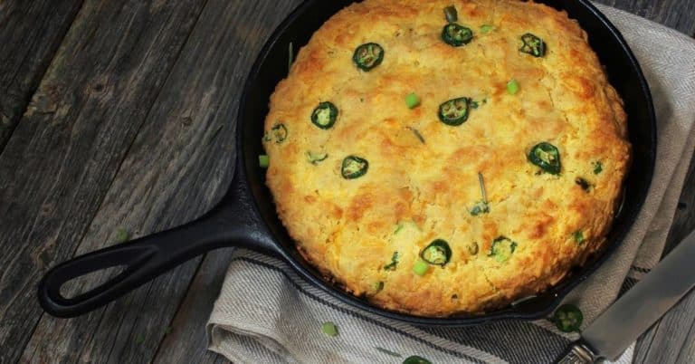 Jalapeño Cheddar Cornbread In An Iron Skillet