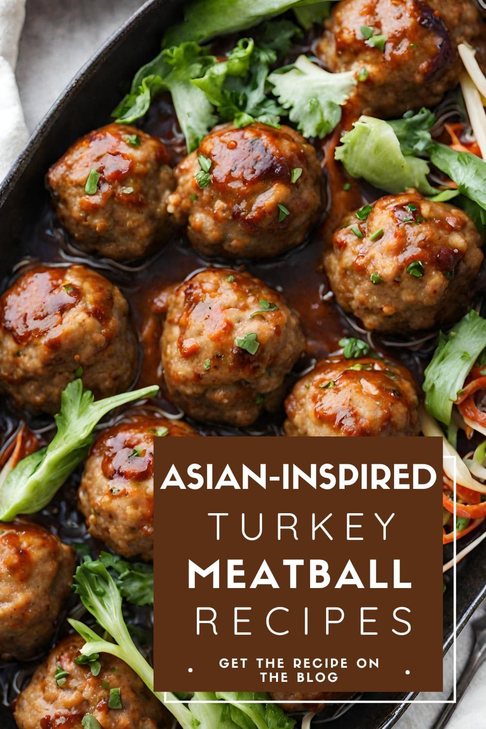 A close-up photo of Asian-inspired turkey meatballs.