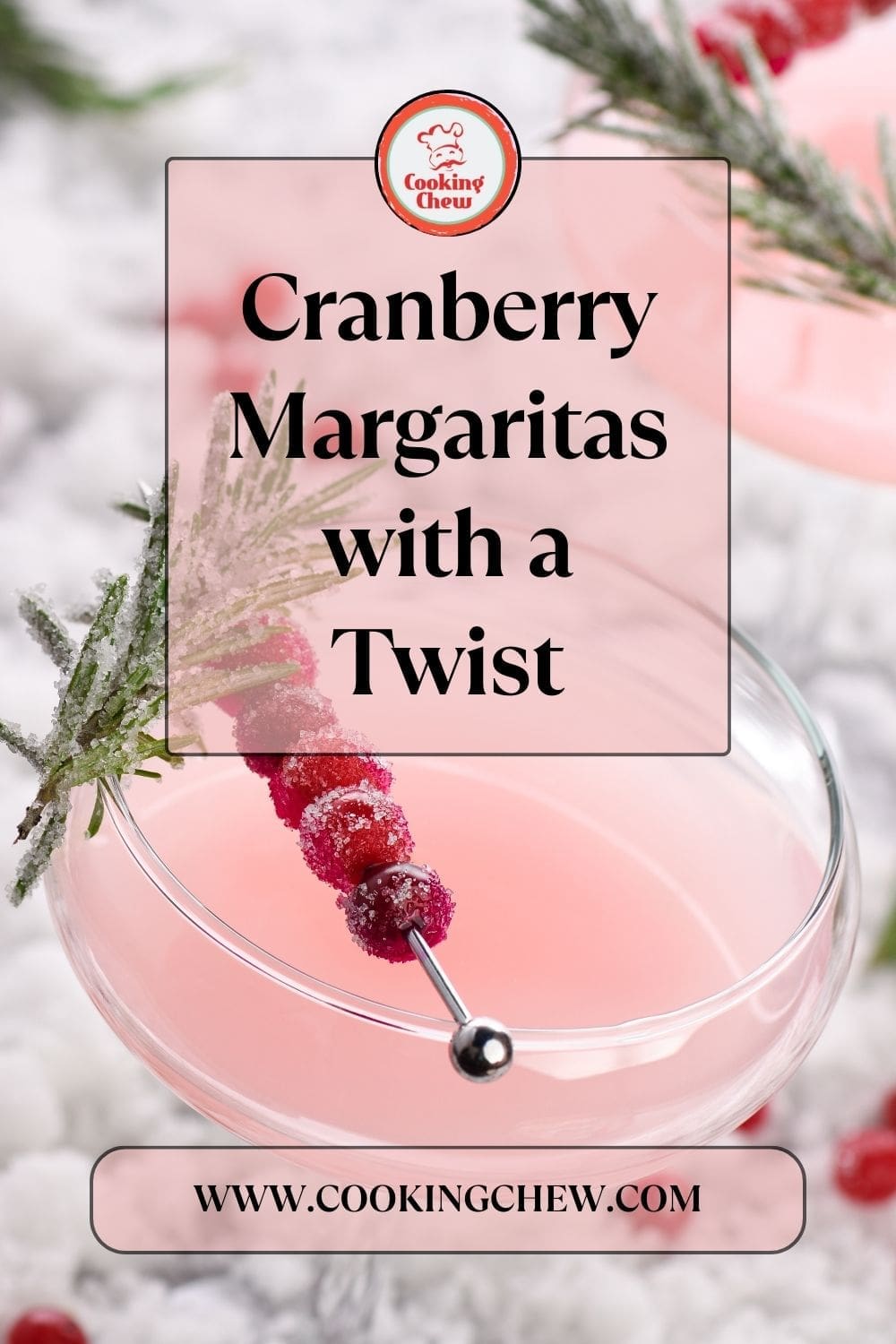 Cranberry Margarita with a Twist garnished with rosemary and cranberry
