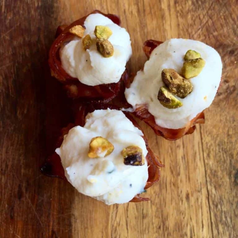 Baked Prosciutto Cups with Whipped Goat Cheese