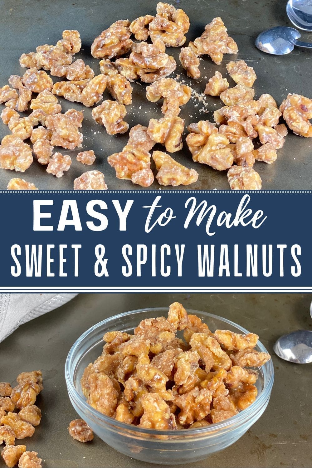 Roasted spiced walnuts with a sweet and savory flavor, perfect for snacks or parties.