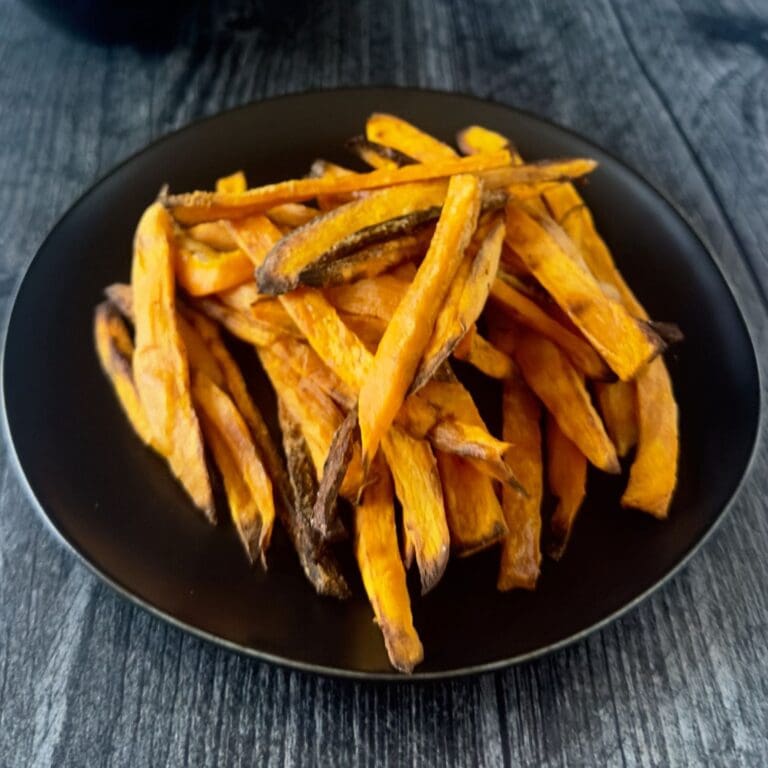 Delicious and healthy crispy sweet potato fries, easy to make in the air fryer.
