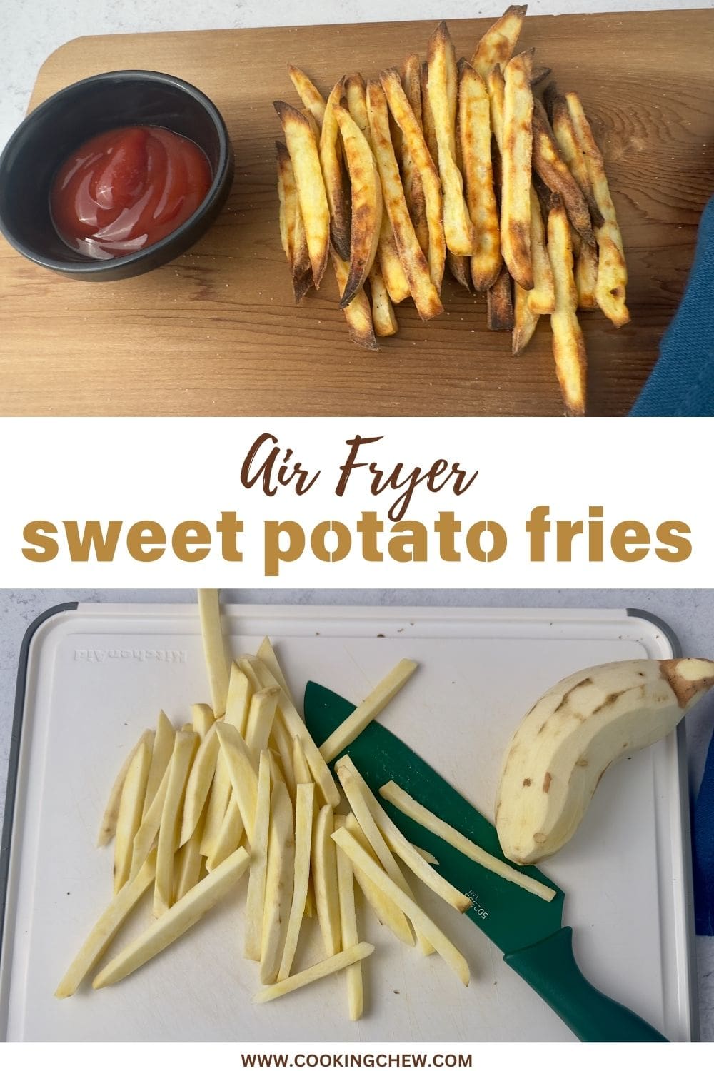 Homemade sweet potato fries recipe, perfectly crispy and easy to make in the air fryer.