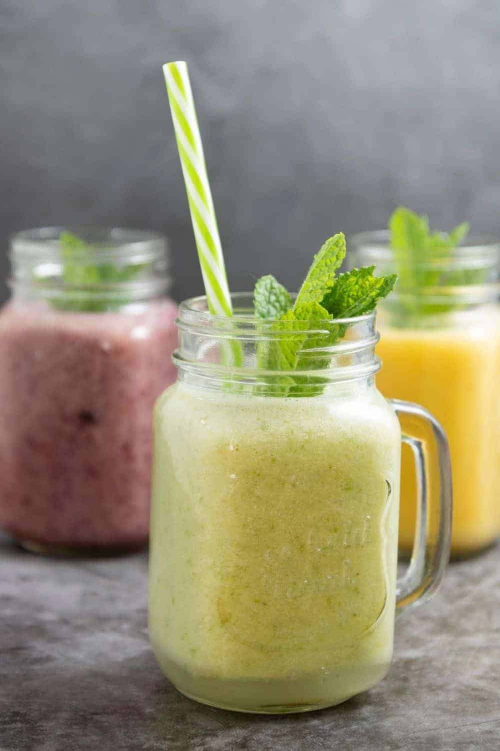 Green smoothie with mint - fruit smoothie 