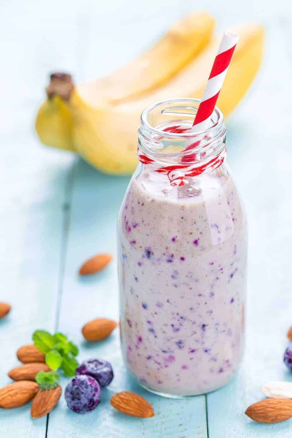 berry smoothie with banana and nuts