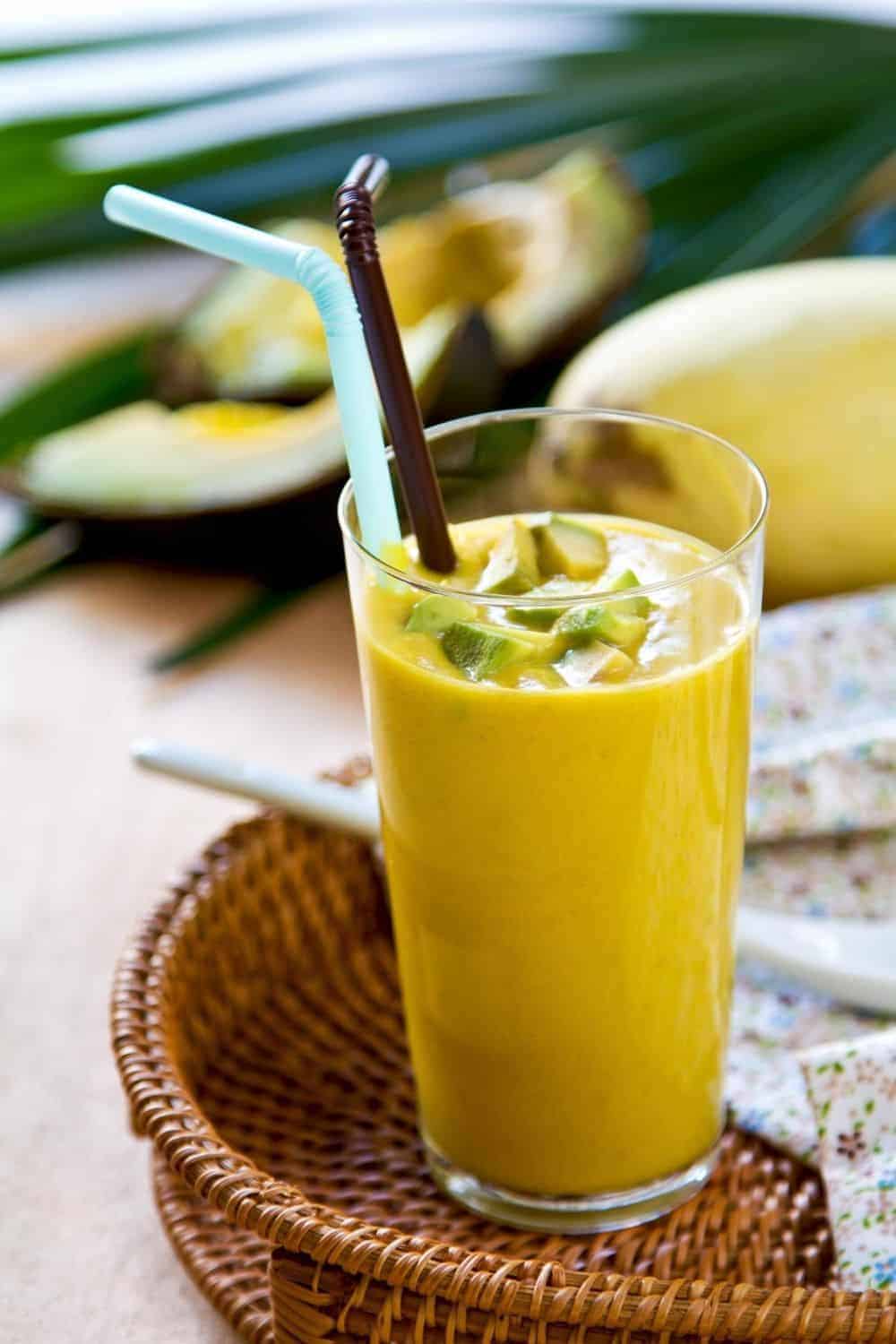 mango smoothie with peach and avocado