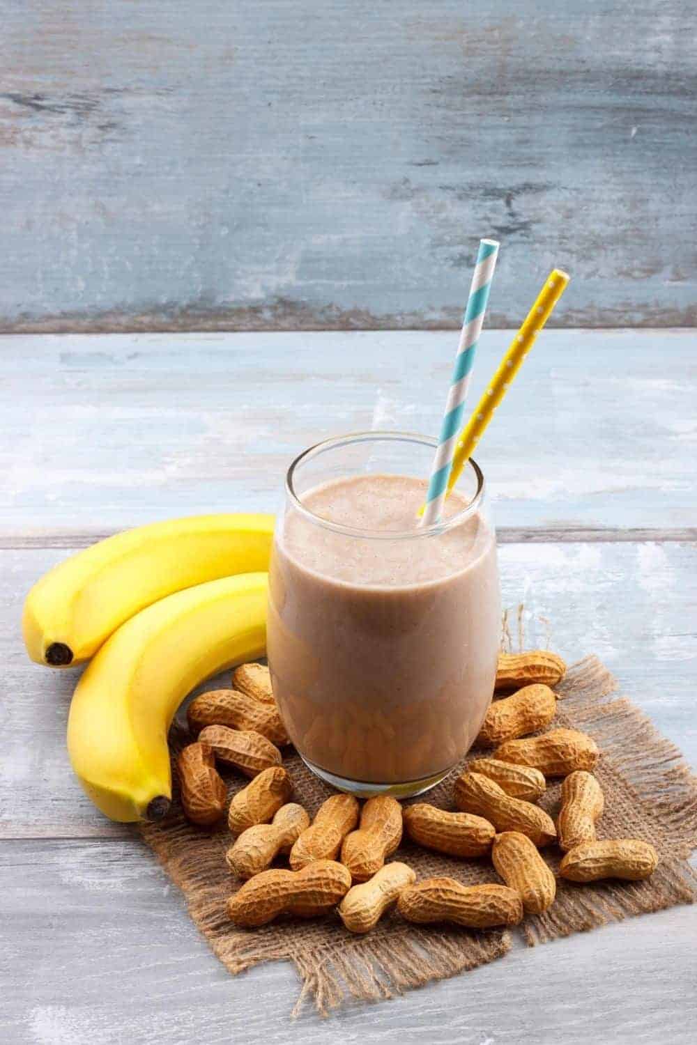 chocolate and banana smoothie with peanuts