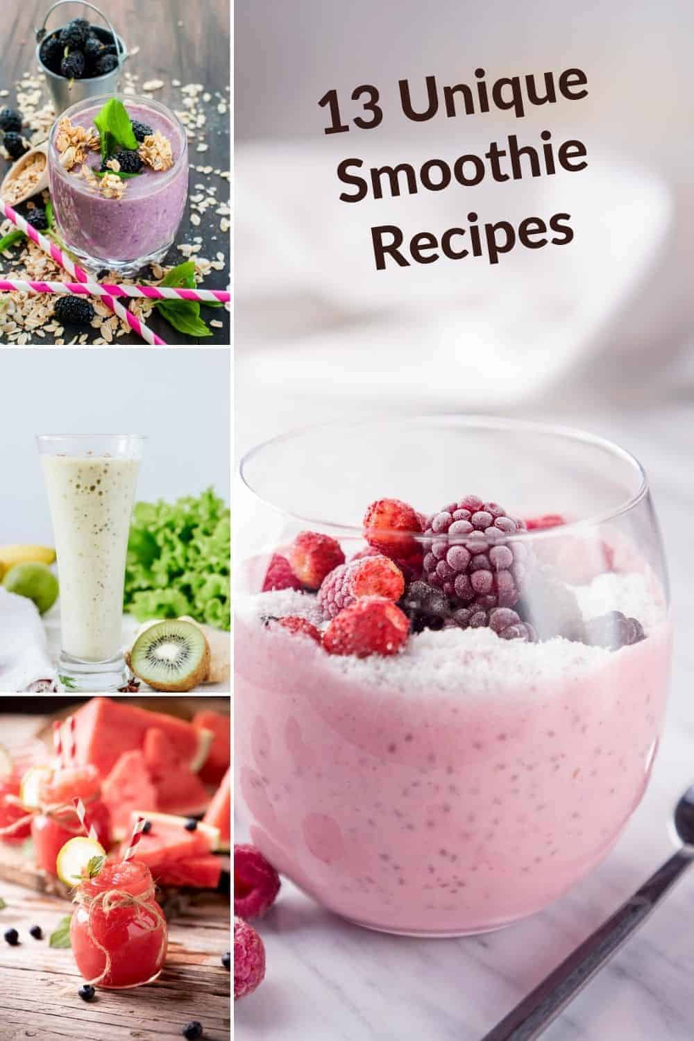 13 good smoothie recipes - image of various types of smoothies
