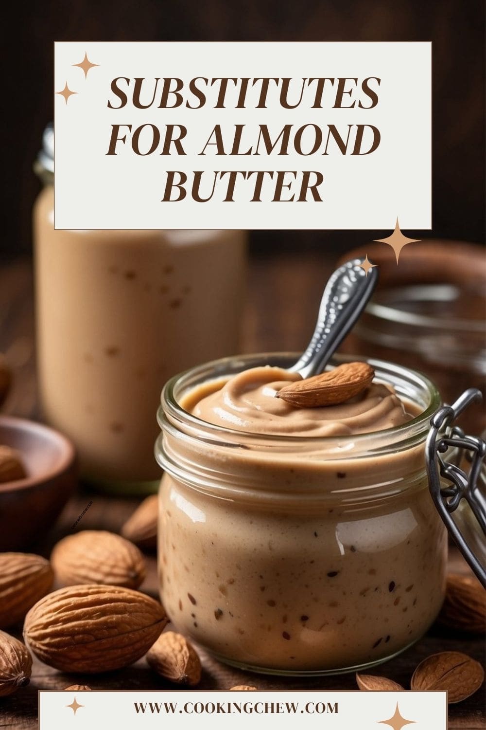 A photo of a jar of Simply Organic Crunchy Almond Butter on a wooden table.