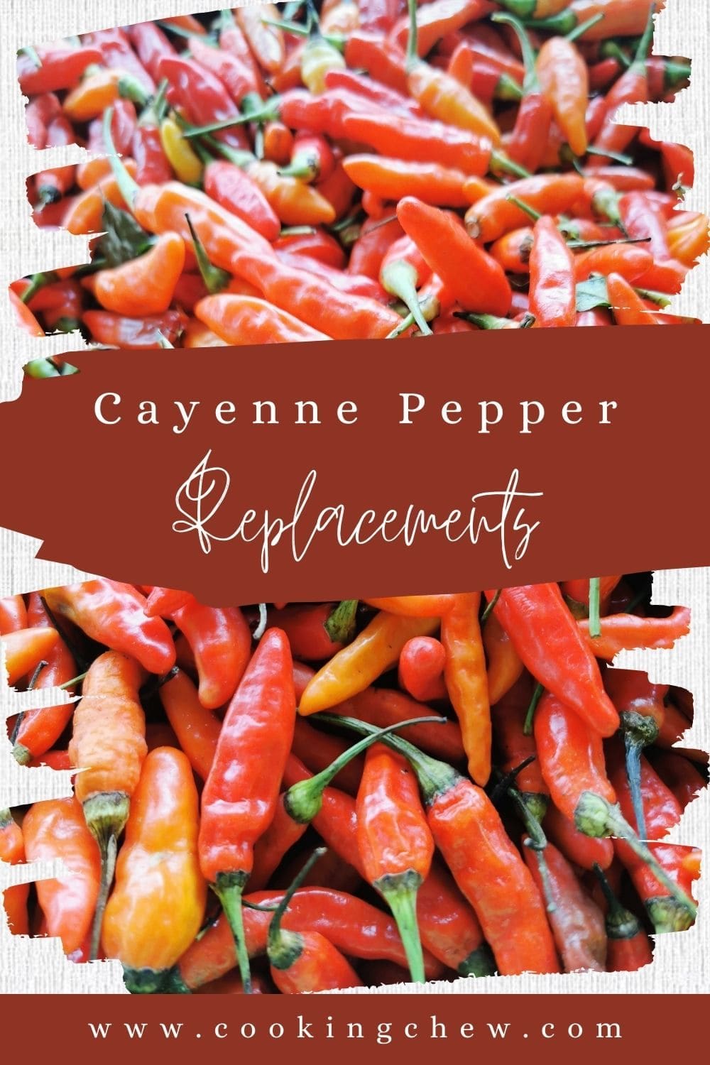 A close-up photo of a pile of red cayenne peppers.