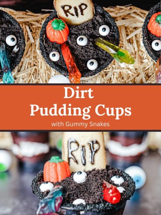 Best Halloween Dirt Pudding Cups with Gummy Snakes