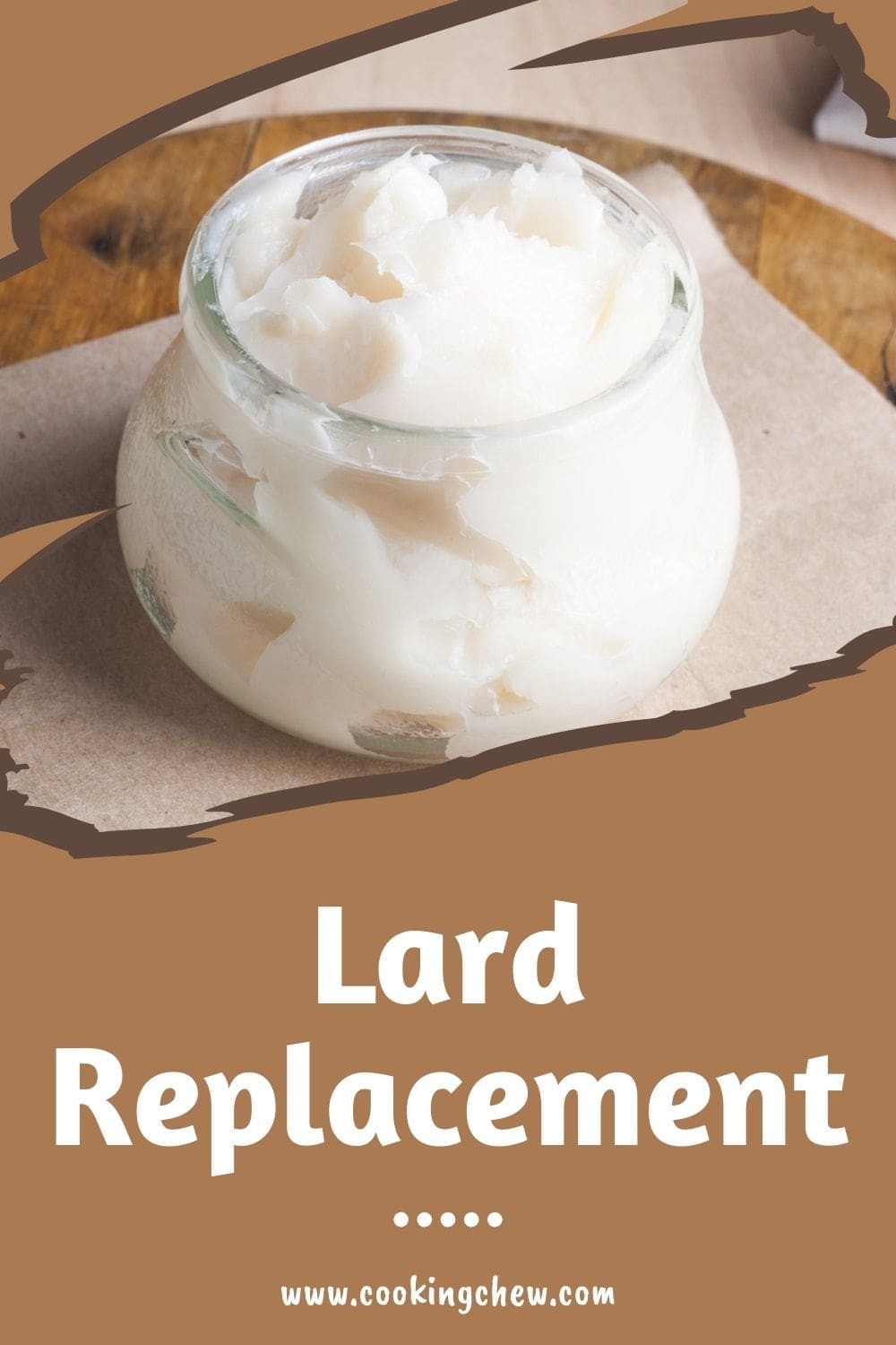 A photo of a jar of lard on a wooden table.