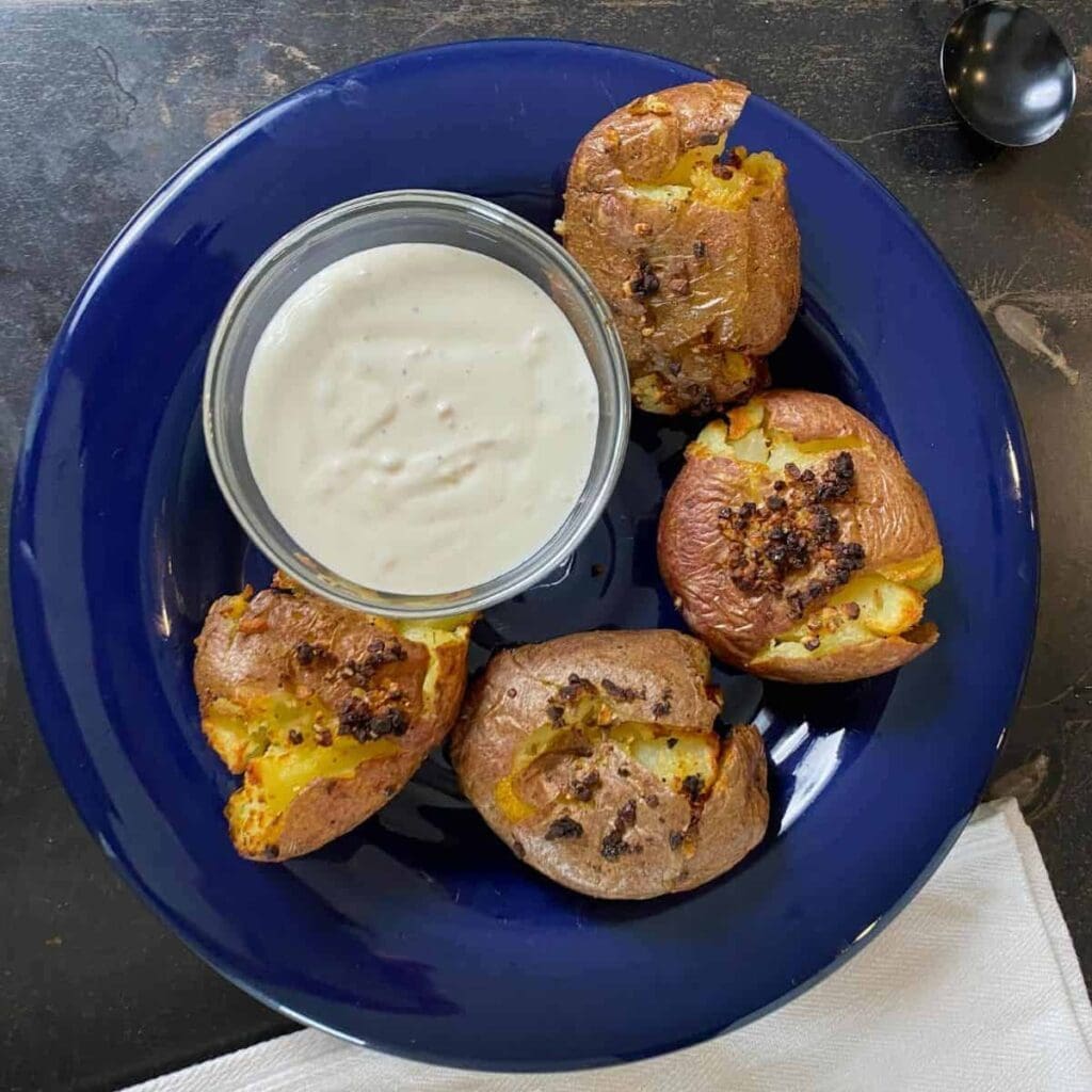 Quick Air Fryer Smashed Red Potatoes With a Crunch