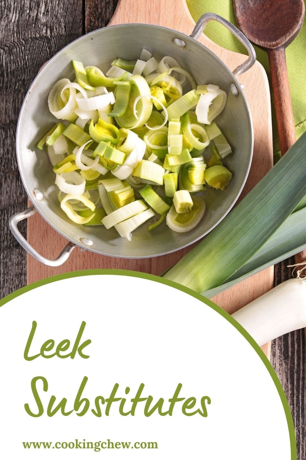 A close-up photo of a bowl of chopped leeks.