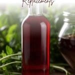 A close-up of a bottle of red wine vinegar.