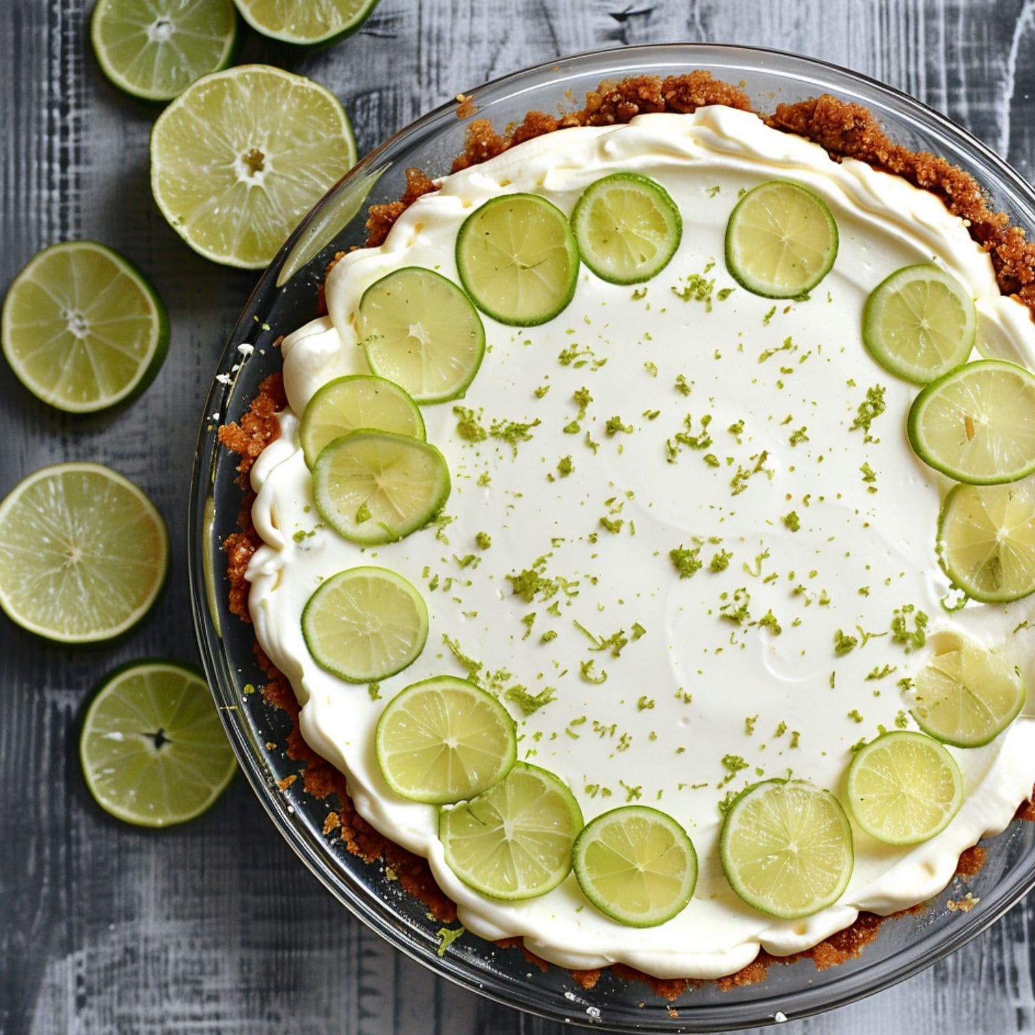 No-bake lime cheesecake with a crunchy gingersnap crust.