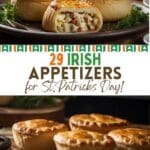A collage of bacon and cabbage pies.