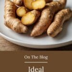 A white plate topped with a pile of ginger.