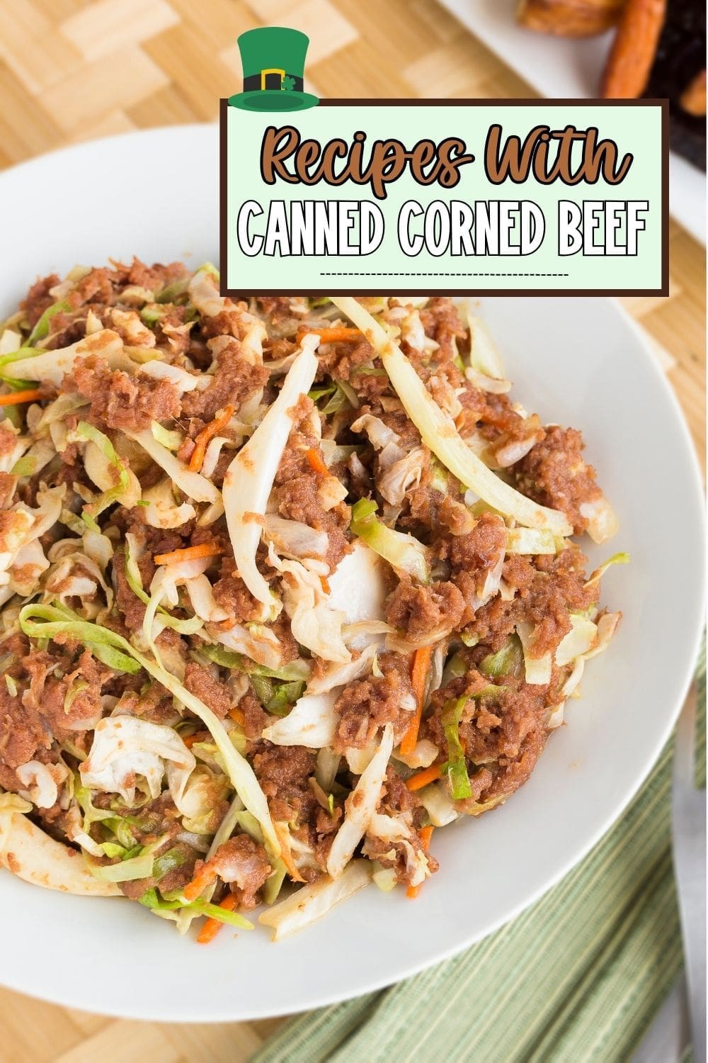A plate of corned beef and cabbage.