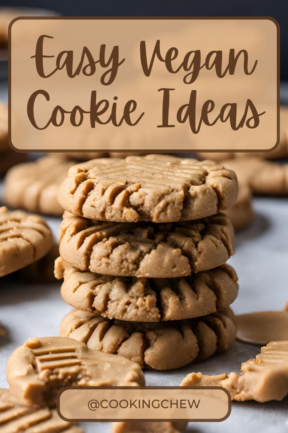 A stack of vegan peanut butter cookies on a plate.