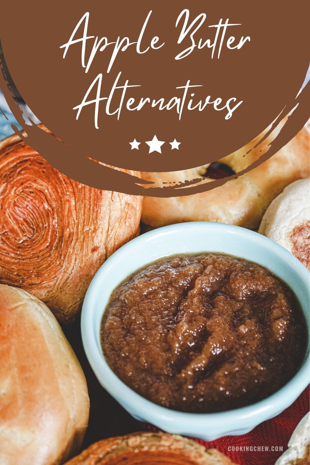 A close-up photo of a small, white bowl filled with apple butter.
