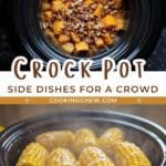 A variety of crockpot side dishes, perfect for dinner or potlucks, featuring easy and affordable vegetable recipes for a crowd.