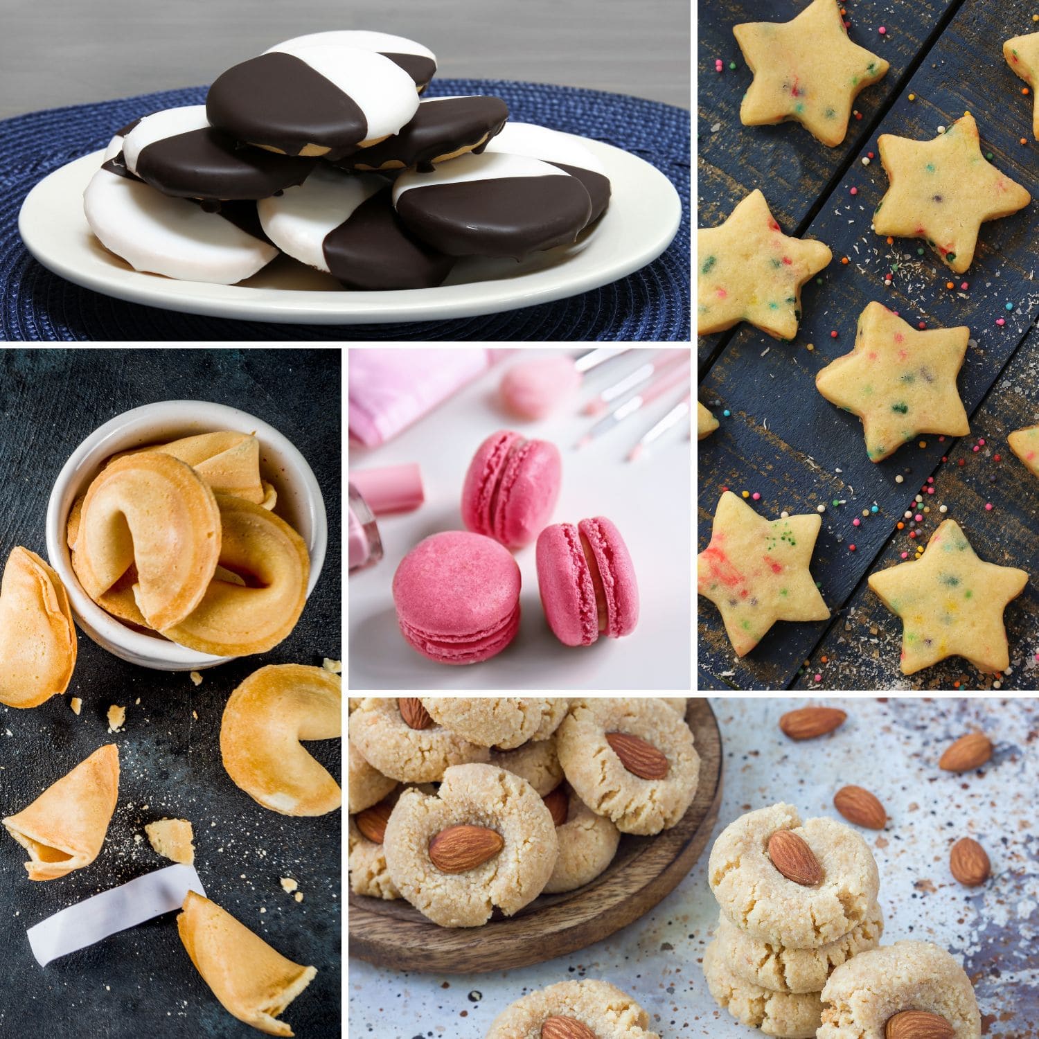 Close-up pictures of new year’s eve cookies.