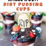 Spooky and Tasty Halloween Dirt Pudding Cups with Gummy Worms