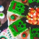 Fun Frankenstein Rice Krispie treats – a perfect Halloween treat for kids and parties.