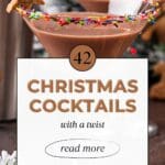 A collage of Christmas cocktails with a festive backdrop.