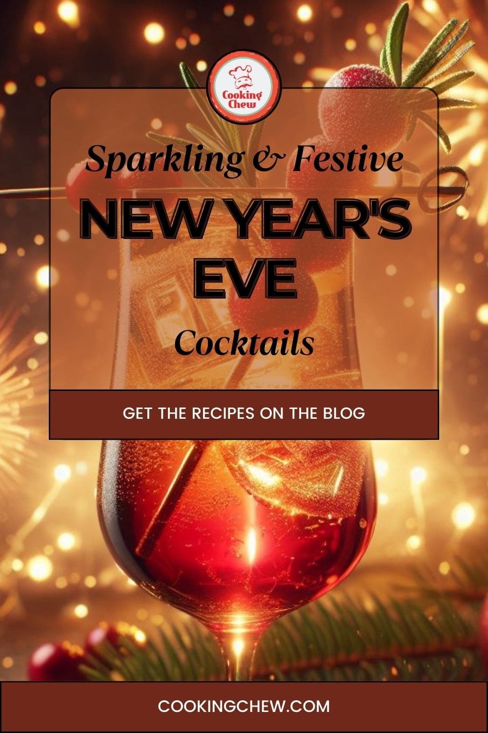 A festive holiday cocktail presented in a tall, slender glass. 