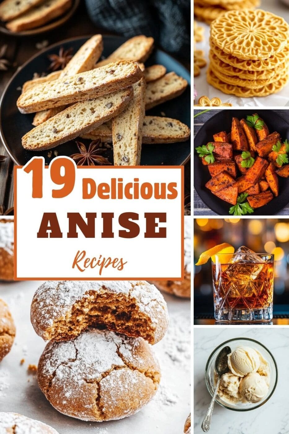 A collection of 19 recipes using anise extract for sweet and savory dishes.