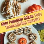 Cute and easy mini pumpkin cakes for Thanksgiving dessert and holiday gatherings.