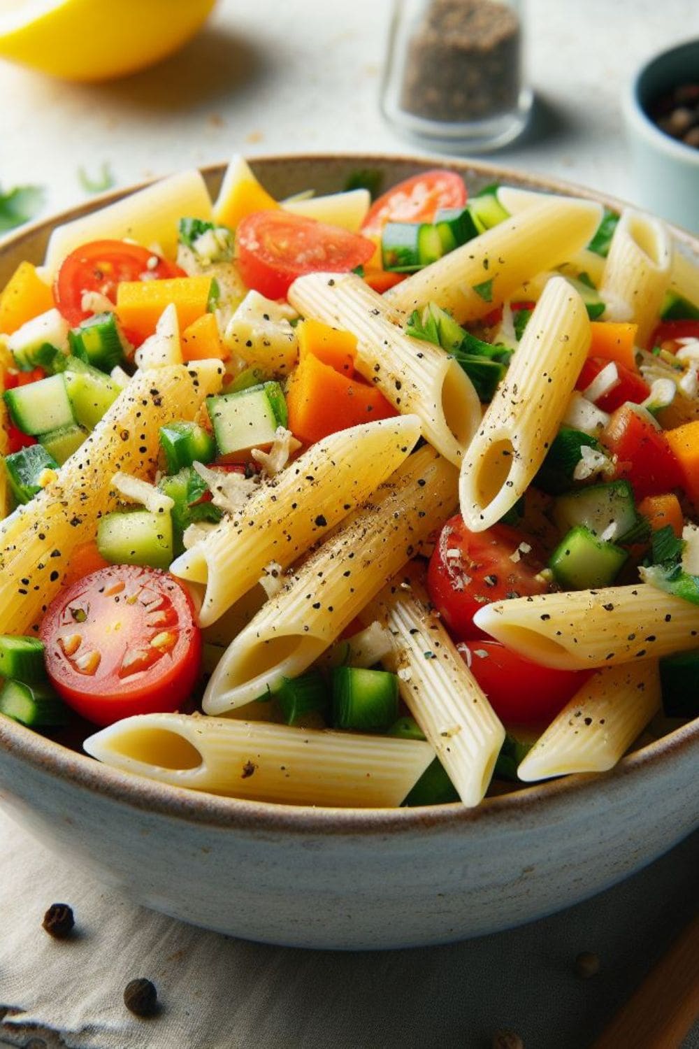 A healthy and refreshing pasta salad that is packed with flavor and nutrients.