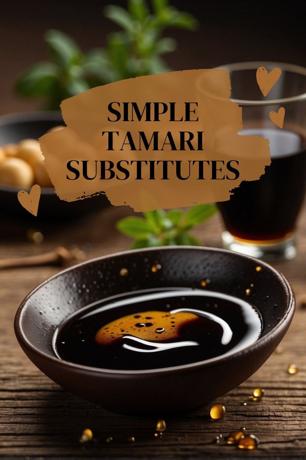 A small brown bowl filled with tamari sauce
