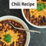 A hearty 3 bean chili recipe with mild flavors, prepared quickly on the stovetop.
