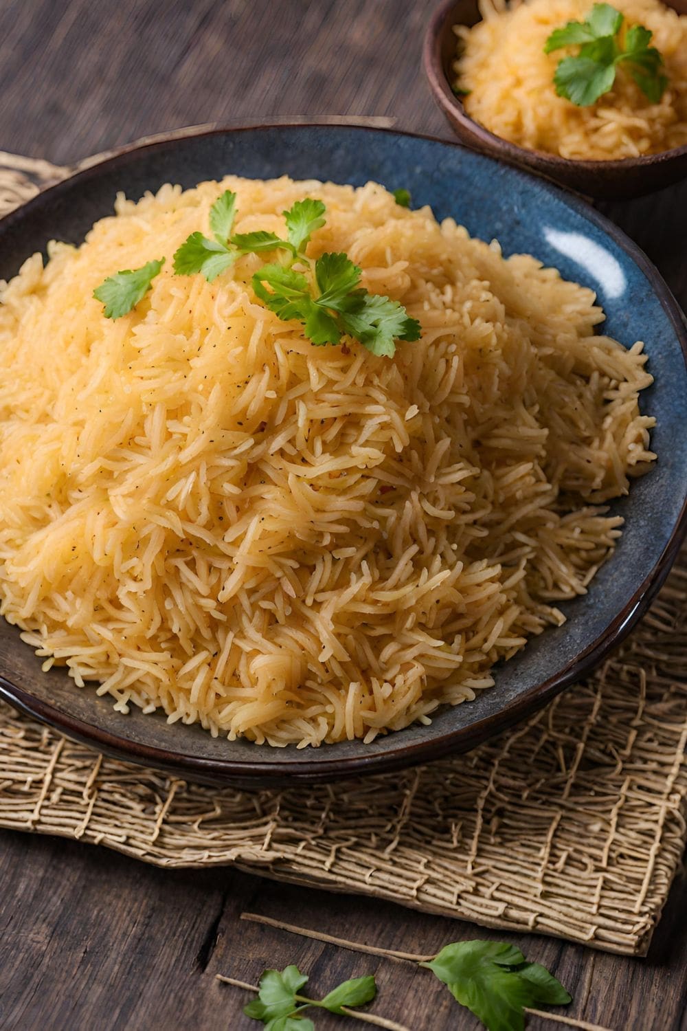 A close-up photo of a plate of basmati rice.