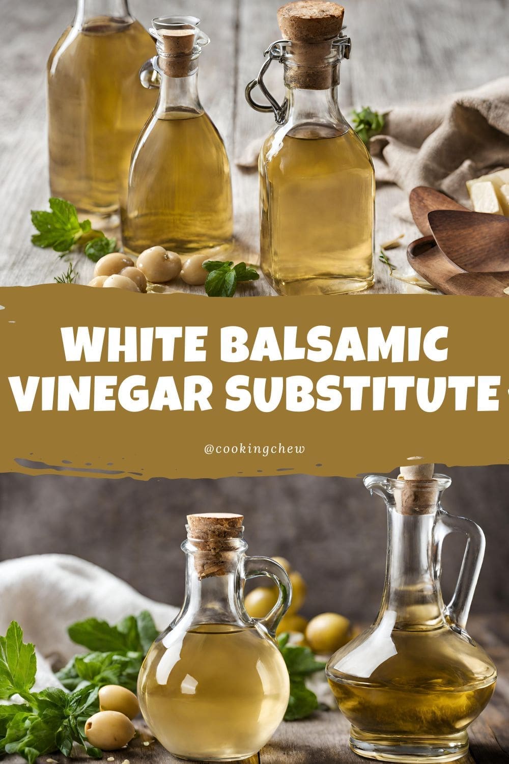 a collage of bottles of white balsamic vinegar.