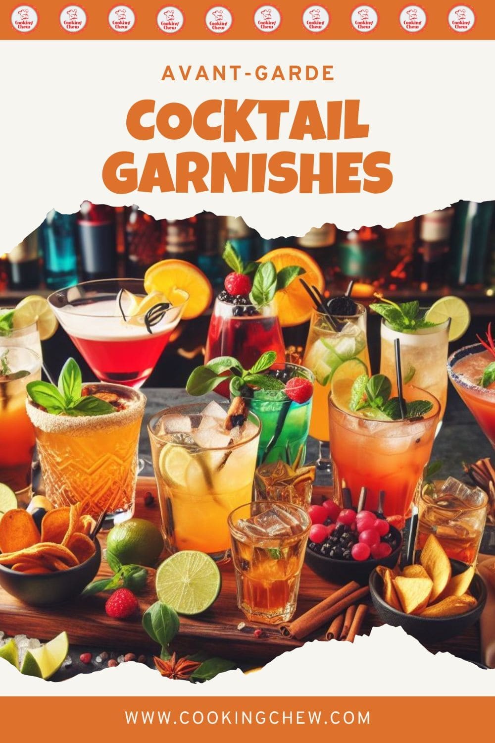 A variety of avant-garde cocktail garnishes arranged on a platter.