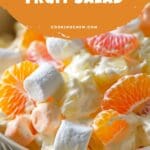 A bowl of Hawaiian fruit salad with marshmallows, perfect for a refreshing tropical dessert.
