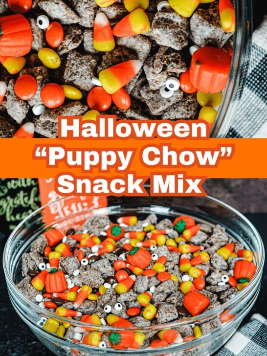 Spooky Halloween Puppy Chow Snack Mix