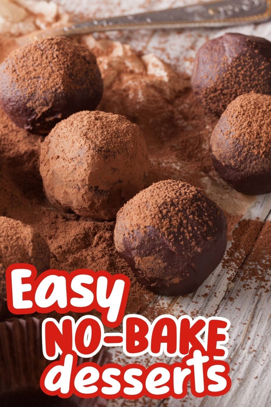 Several hand-rolled no bake chocolate truffles made with vegan ingredients