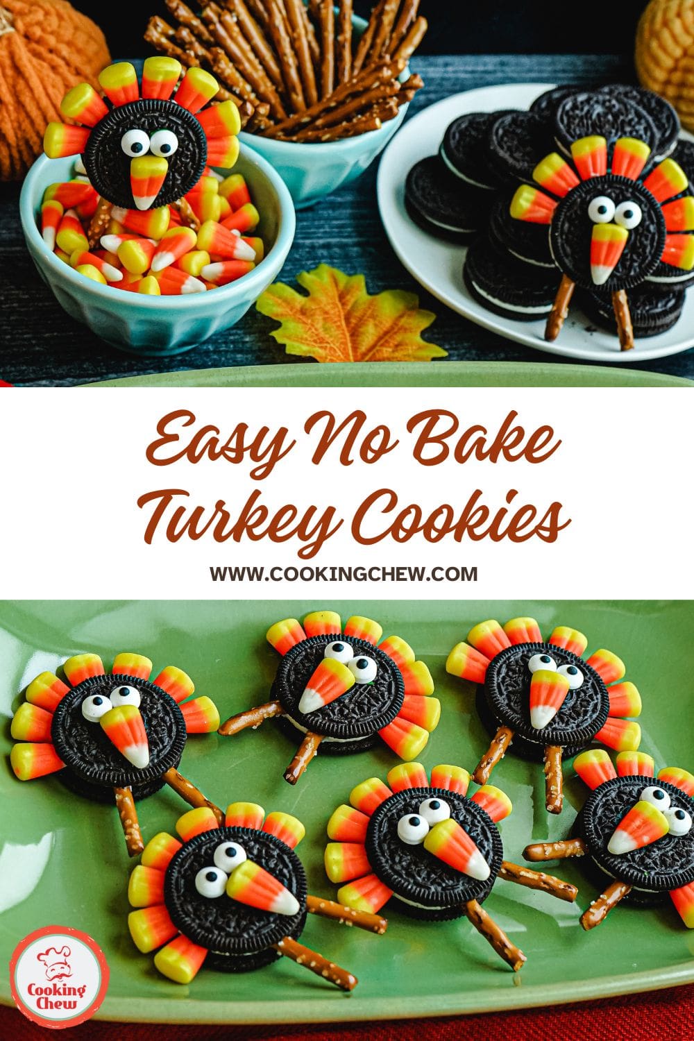 Oreo Candy Corn Turkey Cookies for Thanksgiving Treats
