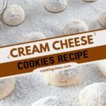 Cream cheese cookies recipe for Christmas, featuring soft, melt-in-your-mouth cookies with festive powdered sugar dusting.