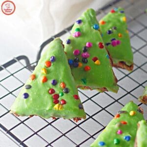 Cute Christmas tree brownies, a festive dessert idea.
