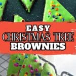 Easy Christmas Tree Brownies with green frosting and candy decorations