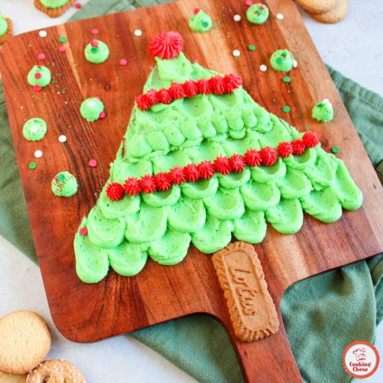 Festive buttercream Christmas tree board, ideal for holiday parties.
