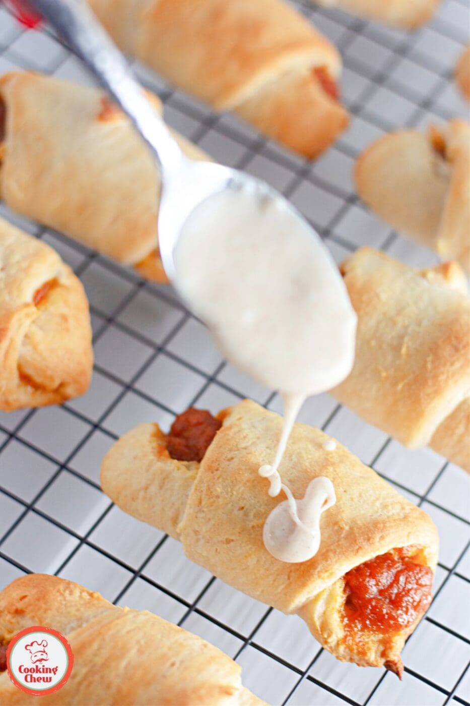 Flaky crescent rolls with pumpkin filling, ideal for autumn snacks.