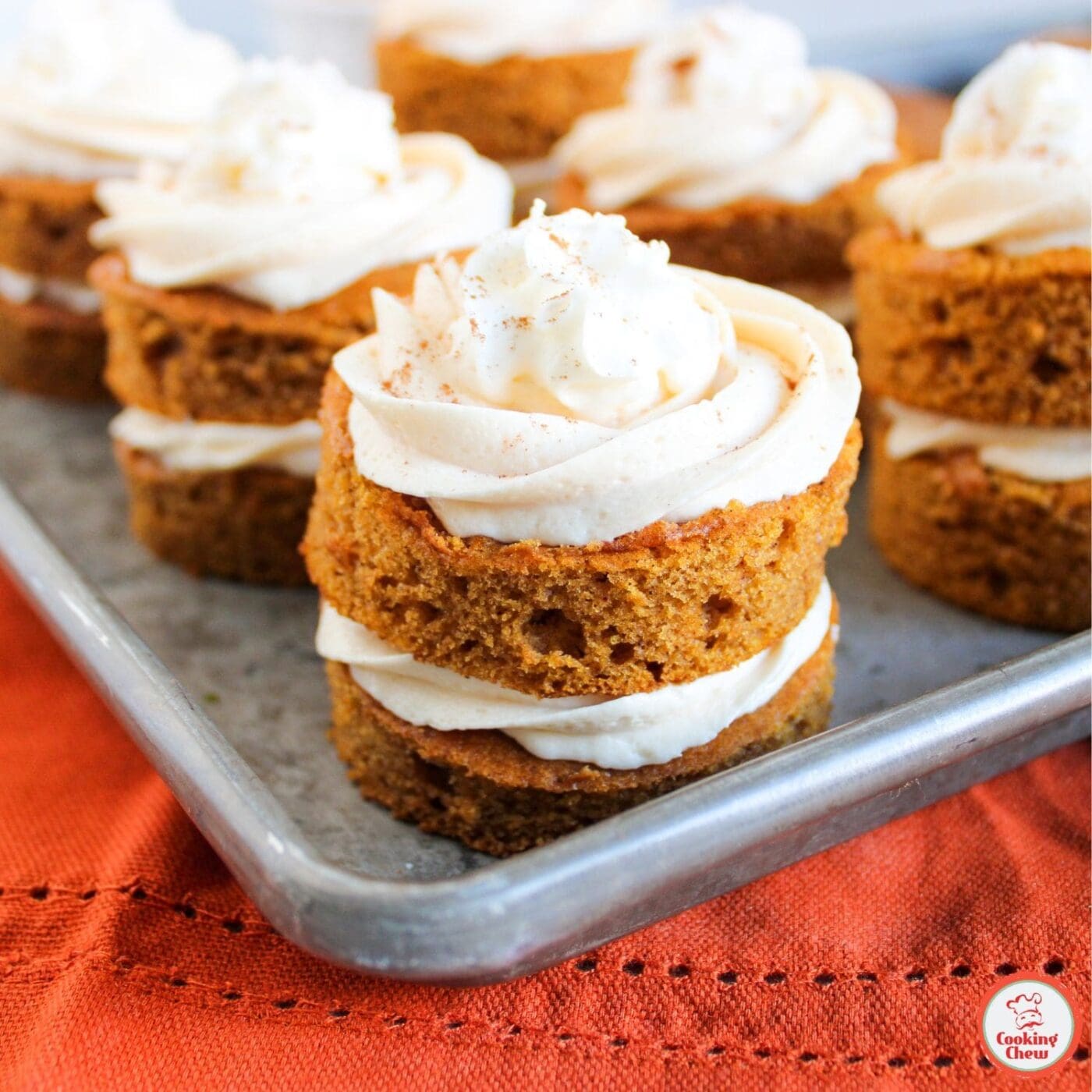 Mini Pumpkin Cakes with Caramel Buttercream Frosting